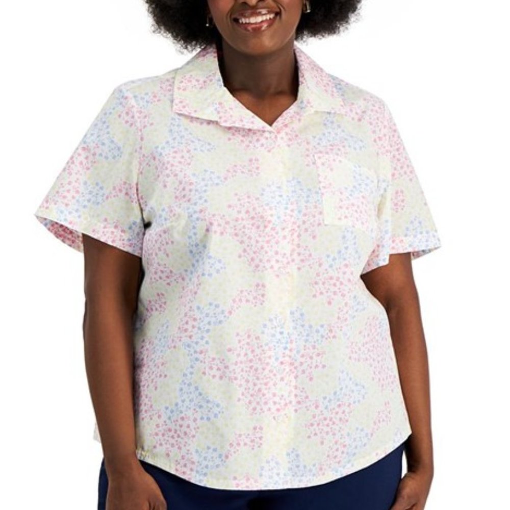 Karen Scott Plus Size Mini Meadow Shirt 1X NWT